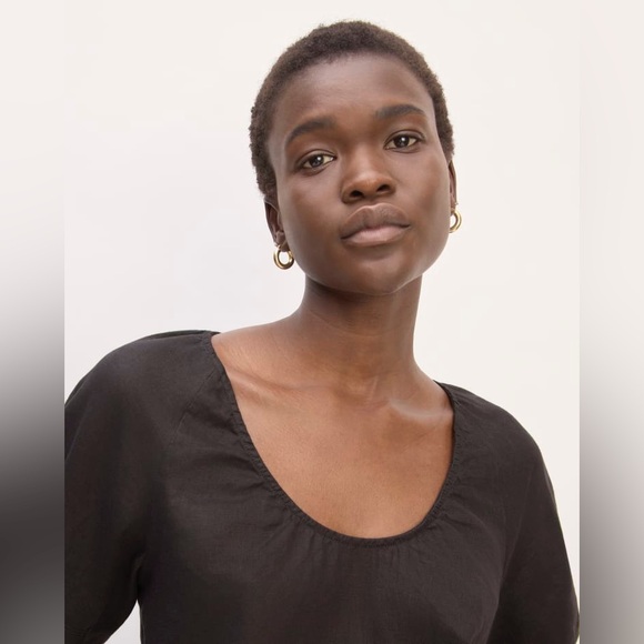 NWT Everlane The Scoop Top in Linen Black size M - Picture 2 of 10